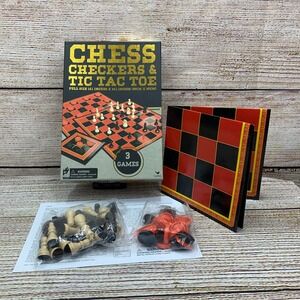Cardinal 3 Games Chess Checkers Tic Tac Toe Full Size 14.1 Inch Board Set Unused